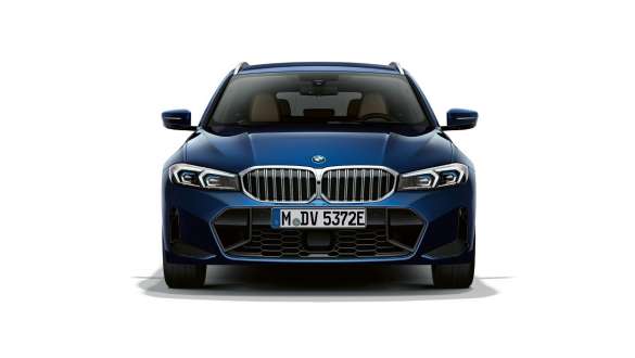 BMW Σειρά 3 Touring LCI, G21, μπροστινή λήψη, σταθμευμένη BMW Σειρά 3 Touring LCI, G21, μπλε Tansanite II, μπροστινή λήψη, σταθμευμένη