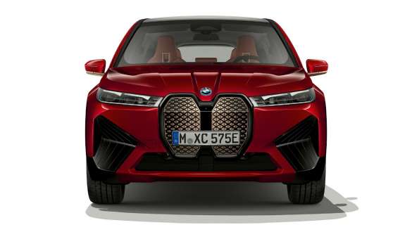 BMW iX i20, ηλεκτρικό SUV, μπροστινή λήψη BMW iX, ηλεκτρικό SUV, κόκκινο Aventurin, μπροστινή λήψη