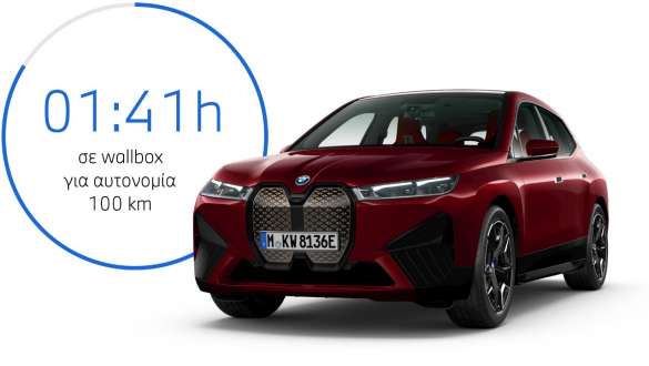 BMW iX i20, ηλεκτρικό SUV, BMW iX, xDrive50, οικιακή φόρτιση BMW iX i20, 2021, ηλεκτρικό SUV, BMW iX, xDrive50 σε κόκκινο Aventurin, φόρτιση σε BMW Wallbox
