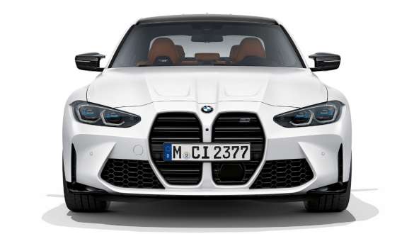 Σχεδίαση μπροστινού τμήματος, BMW M3 Competition Sedan, λευκό Frozen Brilliant μεταλλικό, G80 2020 BMW M3 Competition Sedan, G80 2020, λευκό Frozen Brilliant μεταλλικό, σχεδίαση μπροστινού τμήματος, μπροστινή λήψη