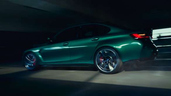Μ Ανάρτηση, BMW M3 Sedan, G80 2020 BMW M3 Sedan, G80 2020, πράσινο Isle of Man, Ανάρτηση Μ, πλαϊνή λήψη