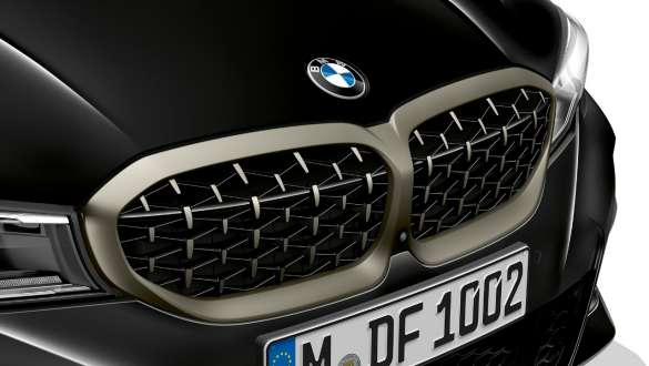 Αεροδυναμικό πακέτο Μ, BMW M340i xDrive Sedan, G20 2020 BMW M340i xDrive Sedan, G20 2020, μαύρο Sapphire μεταλλικό, Αεροδυναμικό πακέτο M, κοντινή λήψη μπροστά