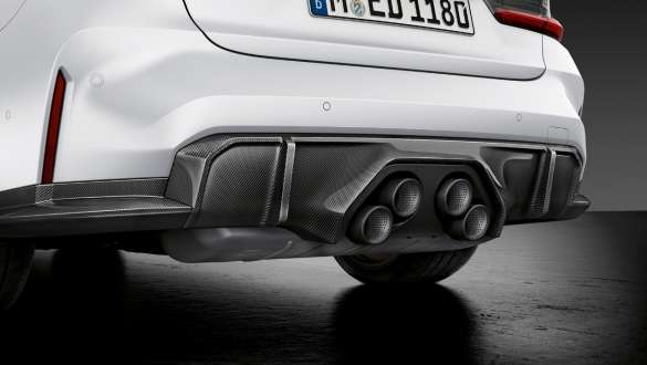 M Performance πίσω διαχύτης, ανθρακονήματα, BMW M3 Sedan, G80 2020 BMW M3 Sedan, G80 2020, M Performance πίσω διαχύτης, ανθρακονήματα, κοντινή λήψη