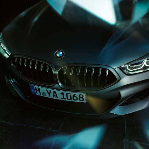 Γρίλιες μάσκας νεφρών BMW M850i xDrive Gran Coupé Γρίλιες μάσκας νεφρών BMW M850i xDrive Gran Coupé G16 2019 BMW Individual Frozen Bluestone μεταλλικό μπροστινή κοντινή λήψη