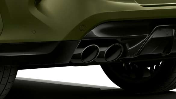 Απολήξεις εξάτμισης της BMW Χ6 M Competition, F96 Απολήξεις εξάτμισης σε μαύρο χρώμιο, BMW X6 M Competition, F96, SUV, BMW Individual ειδικό χρώμα αμαξώματος πράσινο Urban, εξωτερικό
