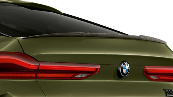 Πίσω αεροτομή M Carbon της BMW Χ6 M Competition, F96 Πίσω αεροτομή M Carbon, BMW X6 M Competition, F96, 2020, SUV, BMW Individual ειδικό χρώμα αμαξώματος πράσινο Urban, εξωτερικό