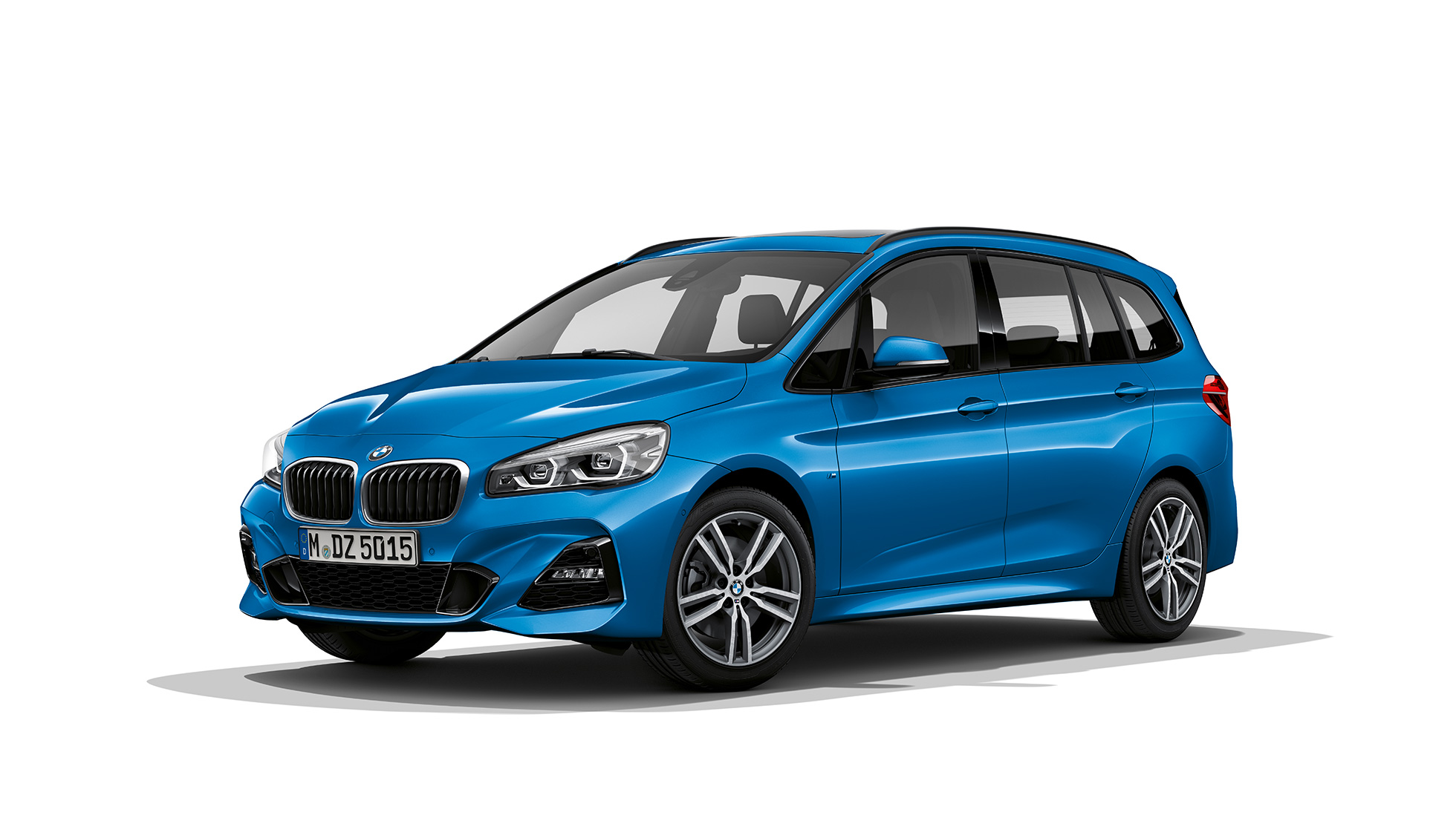 Μπροστινή λήψη τριών τετάρτων, BMW Σειρά 2 Gran Tourer, έκδοση M Sport BMW Σειρά 2 Gran Tourer 220d xDrive, έκδοση M Sport F46, μπλε Misano μεταλλικό, μπροστινή λήψη τριών τετάρτων