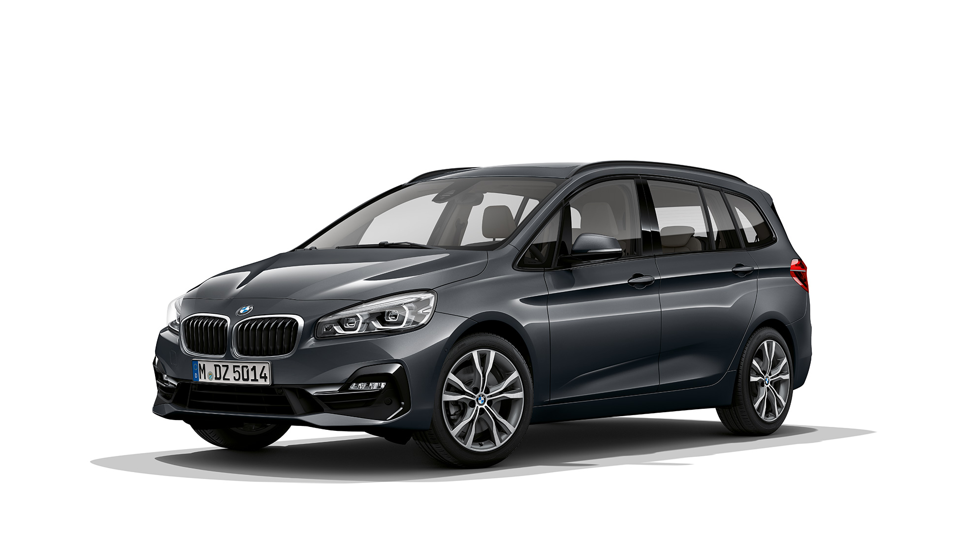 Μπροστινή λήψη τριών τετάρτων, BMW Σειρά 2 Gran Tourer, Έκδοση Sport Line BMW Σειρά 2 Gran Tourer 220d F46 2018, γκρι Mineral μεταλλικό, μπροστινή λήψη τριών τετάρτων