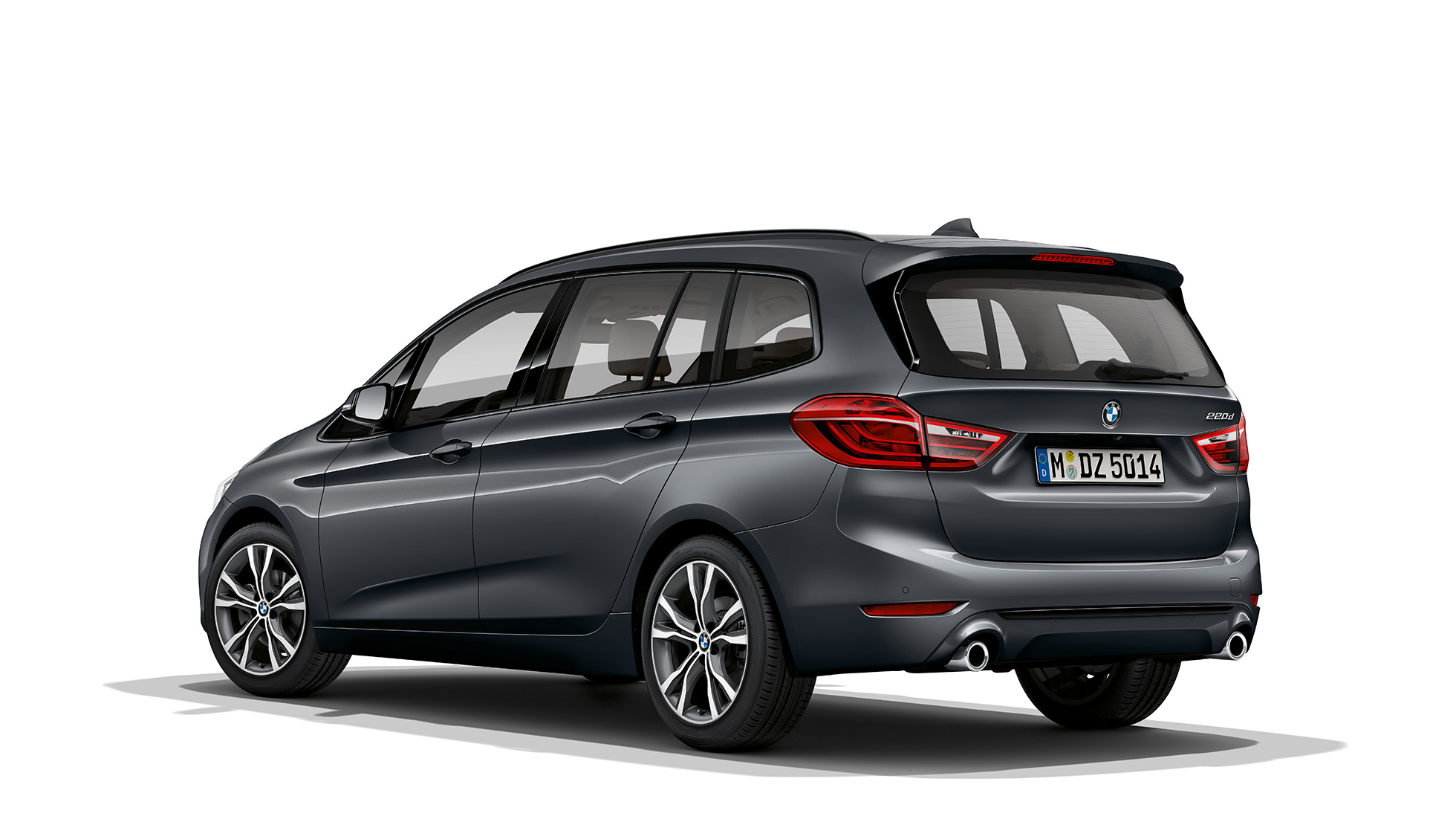 Πίσω λήψη τριών τετάρτων, BMW Σειρά 2 Gran Tourer, έκδοση Sport Line BMW Σειρά 2 Gran Tourer 220d, έκδοση Sport Line, F46 2018, γκρι Mineral μεταλλικό, πίσω λήψη τριών τετάρτων