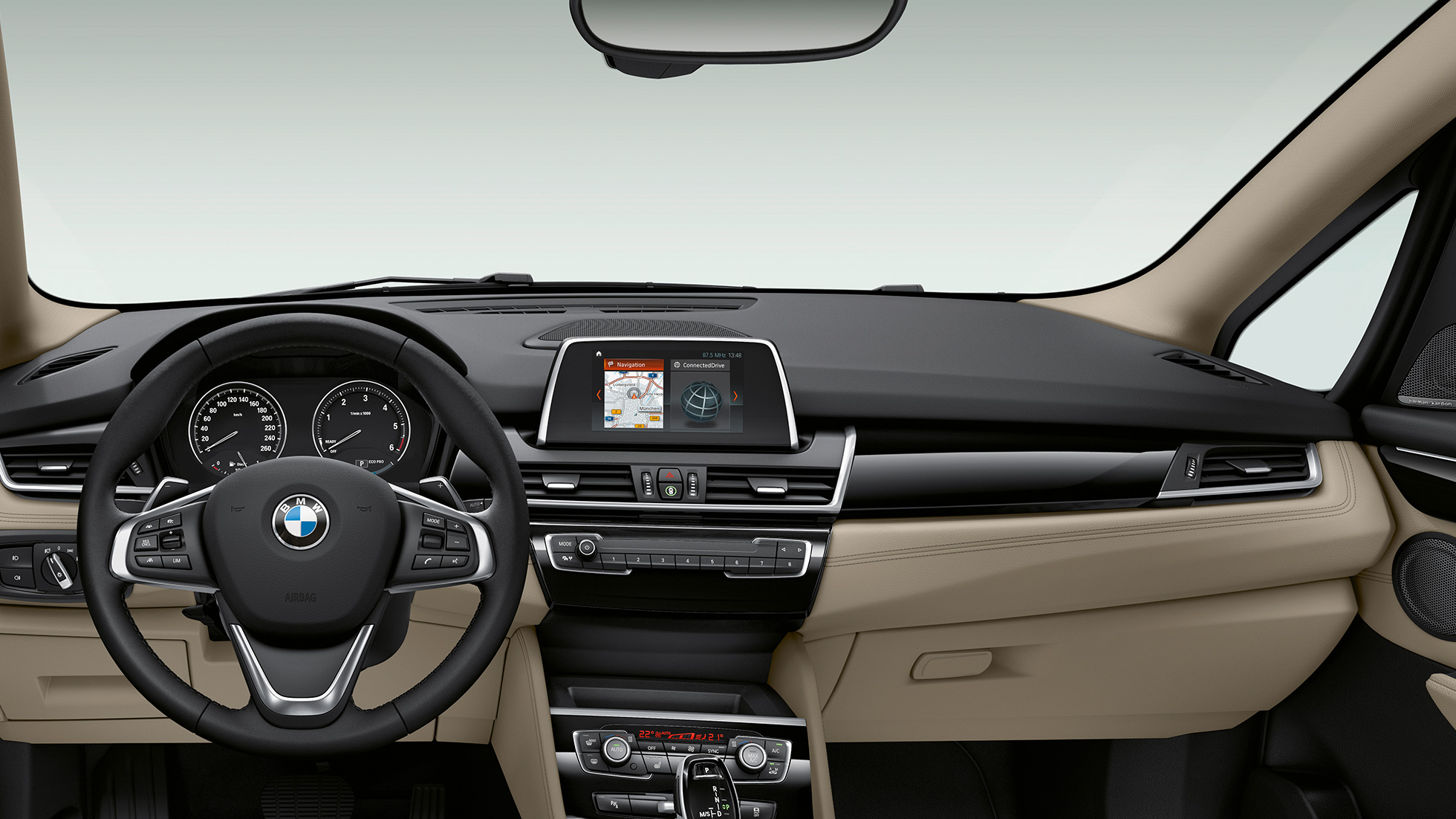 Cockpit, BMW Σειρά 2 Gran Tourer, έκδοση Sport Line Cockpit, BMW Σειρά 2 Gran Tourer, 220d, έκδοση Sport Line, F46 2018, εσωτερικό