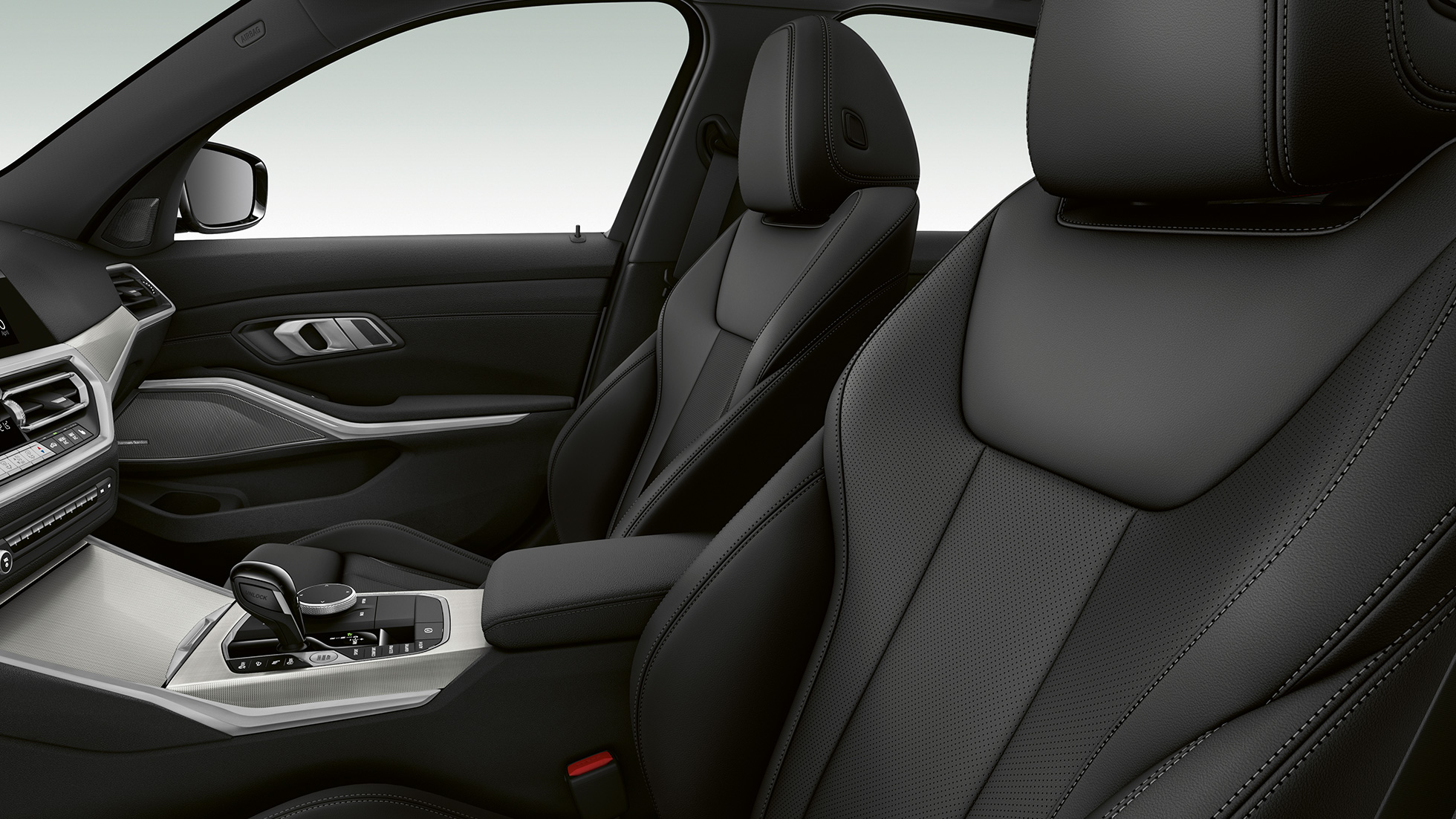 BMW Σειρά 3 Sedan, Έκδοση Sport Line, μπροστινά καθίσματα. Πλαϊνή κοντινή λήψη των μπροστινών καθισμάτων στην BMW Σειρά 3 Sedan με στοιχεία εξοπλισμού της Έκδοσης Sport Line.
