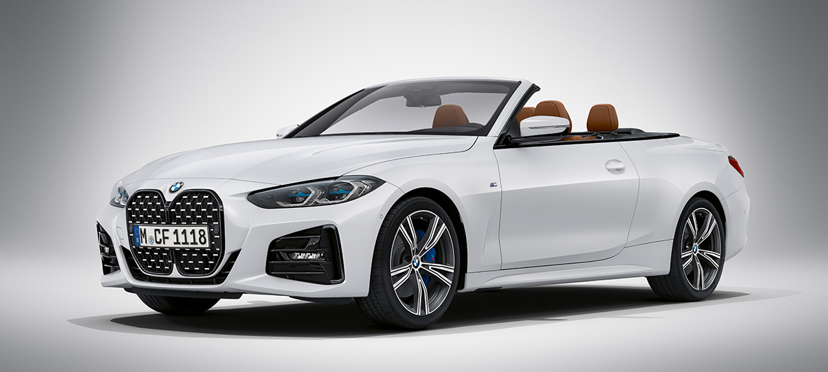 BMW Individual λευκό Brilliant μεταλλικό, BMW Σειρά 4 Cabrio, G23, 2020 BMW Σειρά 4 Cabrio, Individual λευκό Brilliant μεταλλικό, G23, 2020, μπροστινή λήψη τριών τετάρτων, σταθμευμένη
