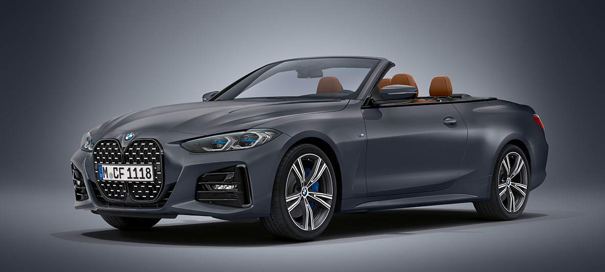 BMW Individual γκρι Deep Frozen μεταλλικό, BMW Σειρά 4 Cabrio, G23, 2020 BMW Σειρά 4 Cabrio, Individual, γκρι Frozen Deep μεταλλικό, G23, 2020, μπροστινή λήψη τριών τετάρτων, σταθμευμένη