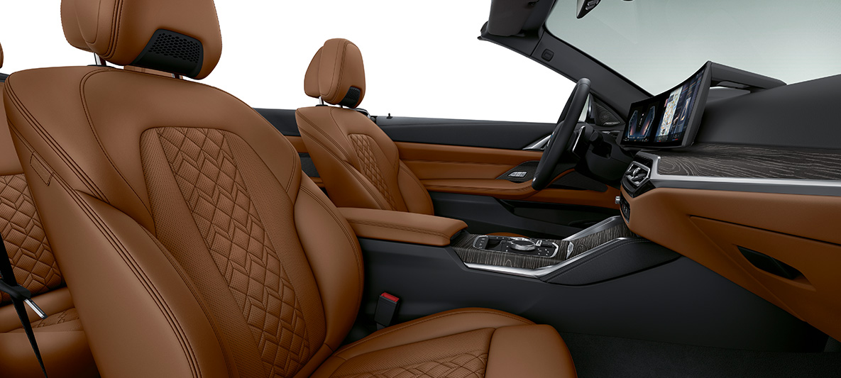 BMW Individual δερμάτινες επενδύσεις 'Merino' Tartufo, BMW Σειρά 4 Cabrio, 2020, G23, εσωτερικό BMW Individual δερμάτινες επενδύσεις 'Merino' Tartufo, BMW Σειρά 4 Cabrio, G23, 2020, εσωτερικό