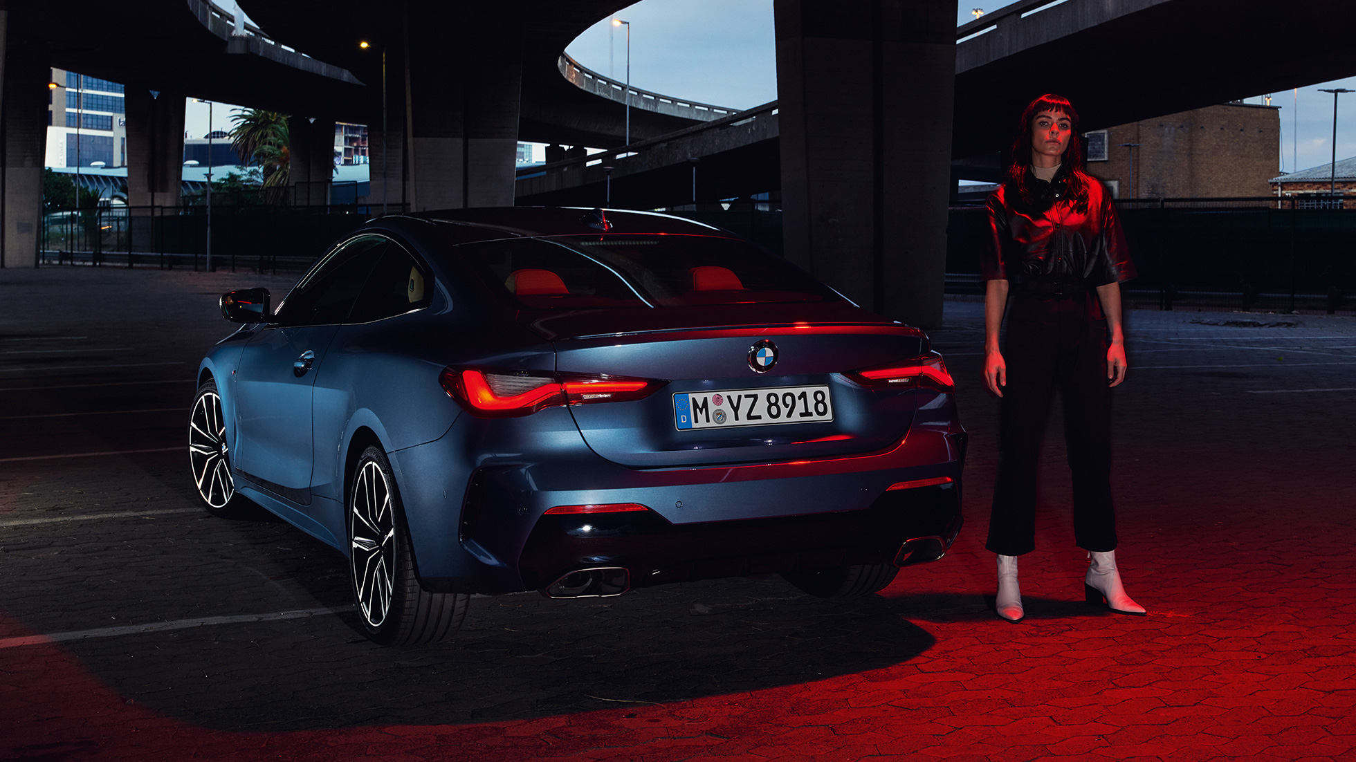 Πίσω λήψη, πίσω φώτα, BMW Σειρά 4 Coupé, G22 BMW Σειρά 4 Coupé, G22, 2020, μπλε Arctic Race μεταλλικό, πίσω λήψη, πίσω φώτα
