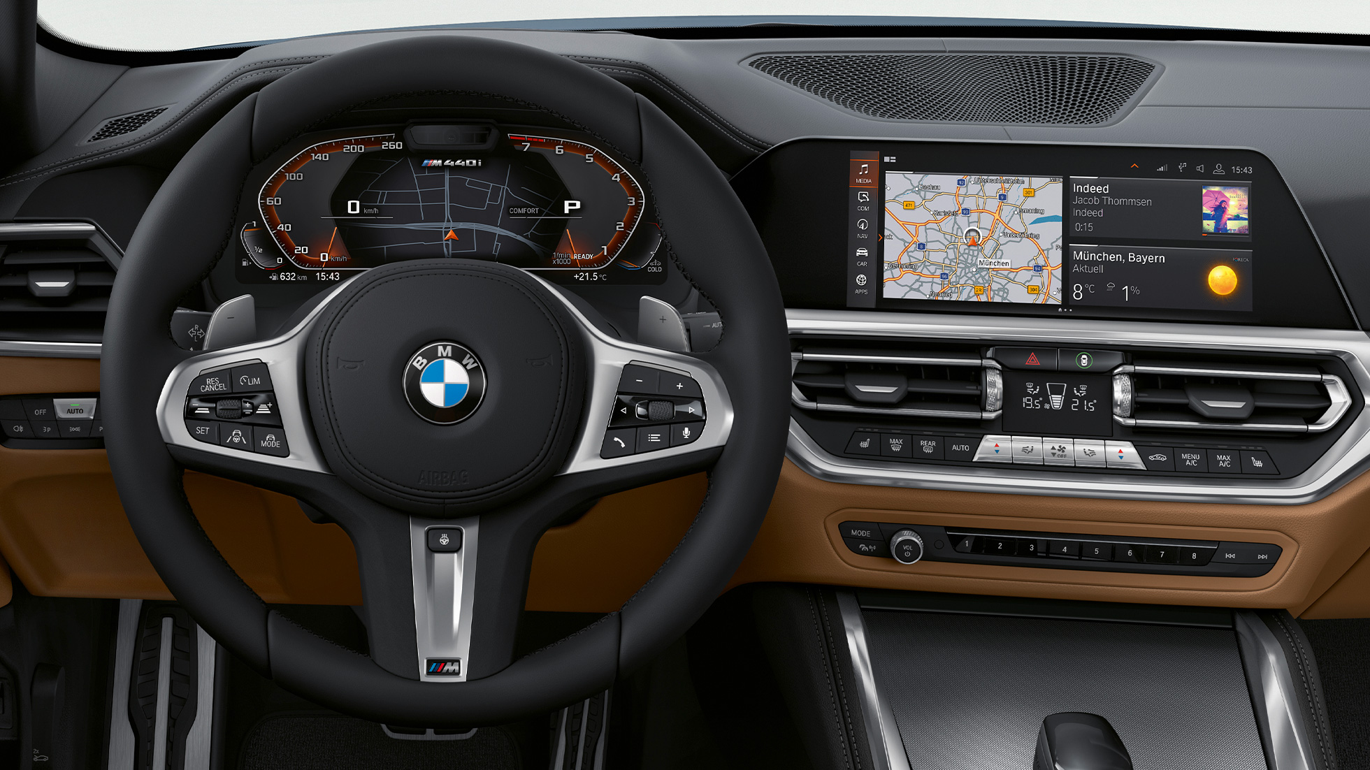 Τιμόνι και φωνητική υποστήριξη, BMW Σειρά 4 Coupé, G22 BMW Σειρά 4 Coupé, G22, 2020, εσωτερικό, τιμόνι και φωνητική υποστήριξη
