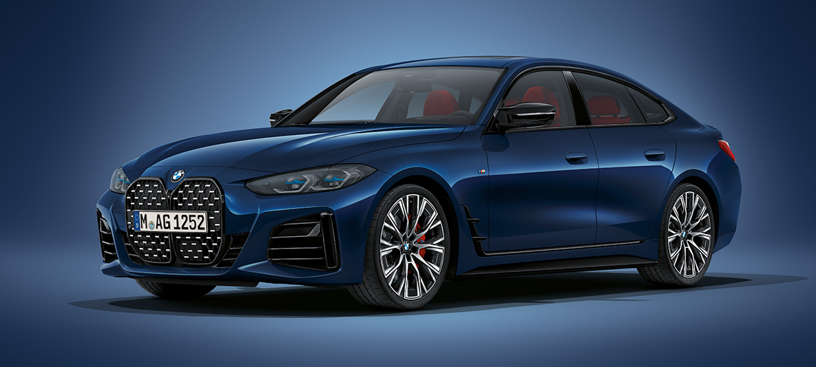 BMW Σειρά 4 Gran Coupé, G26, 2021, BMW Individual μπλε Tanzanite μεταλλικό BMW Σειρά 4 Gran Coupé, G26, 2021, BMW Individual μπλε Tanzanite μεταλλικό, μπροστινή λήψη τριών τετάρτων, σταθμευμένη
