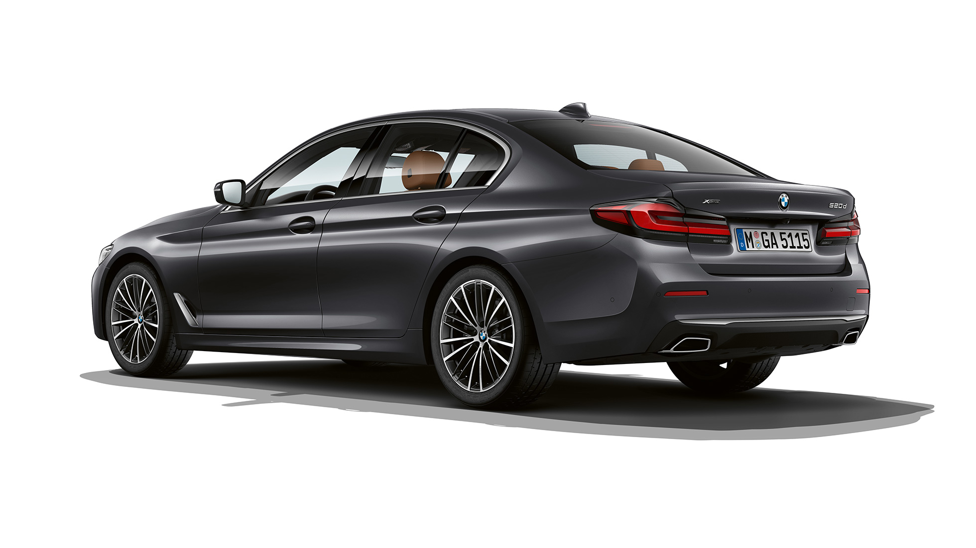 BMW Σειρά 5 Sedan, G30, βασικός εξοπλισμός, πίσω BMW Σειρά 5 Sedan 540i, G30, 2020, βασικός εξοπλισμός σε γκρι Sophisto, πίσω λήψη τριών τετάρτων