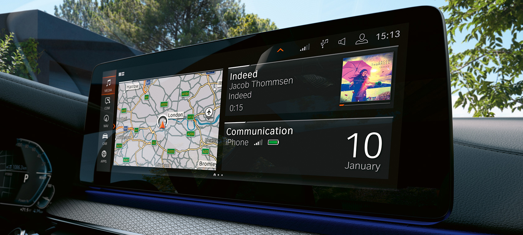 BMW Σειρά 5 Touring, LCI, G31, BMW Live Cockpit Professional, CID 12,3", εσωτερικό BMW Σειρά 5 Touring, LCI, G31, BMW Live Cockpit Professional, Κεντρική Οθόνη Ελέγχου 12,3", cockpit, κοντινή λήψη