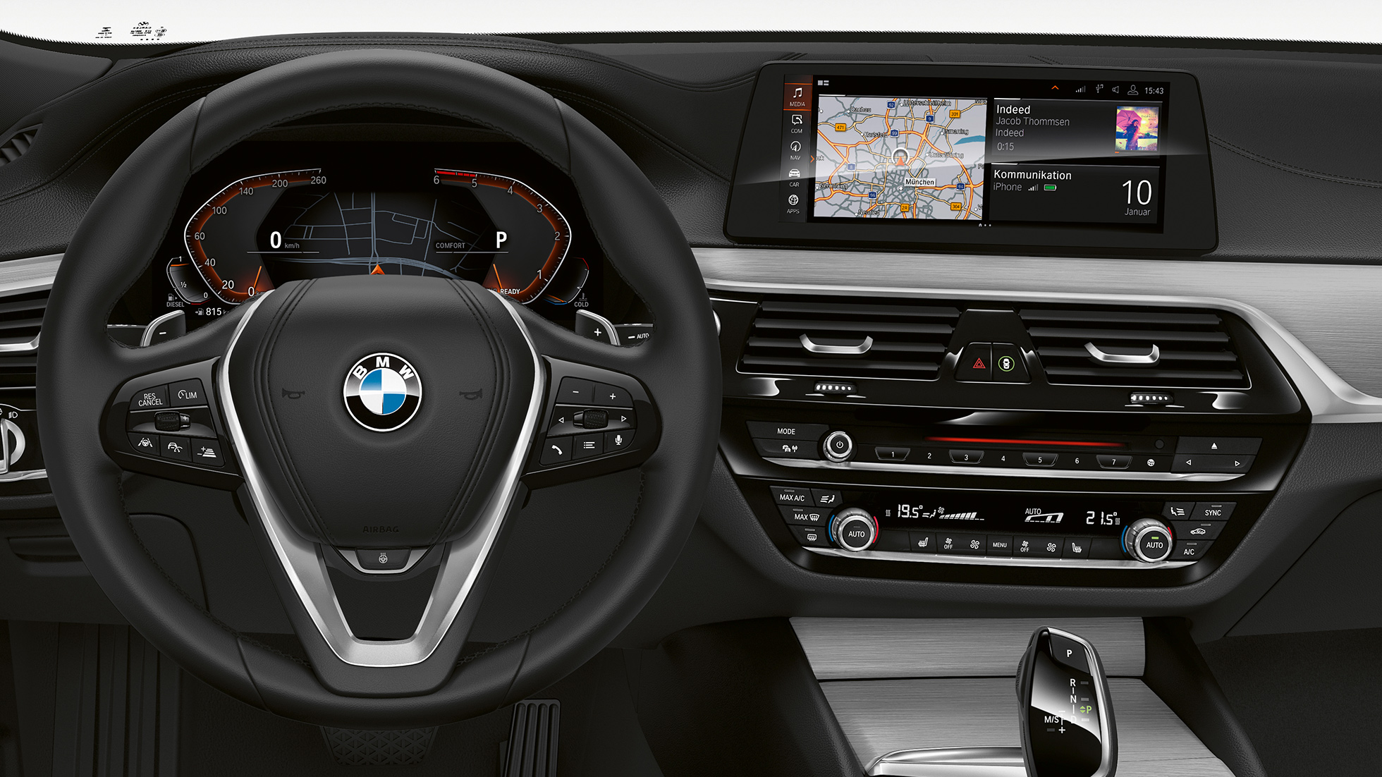 BMW Σειρά 6 Gran Turismo G32, Sport Line, κόκπιτ Διακοσμητικές επενδύσεις εσωτερικού σε γυαλιστερό μαύρο, BMW Σειρά 6 Gran Turismo G32 2017, Sport Line, κόκπιτ