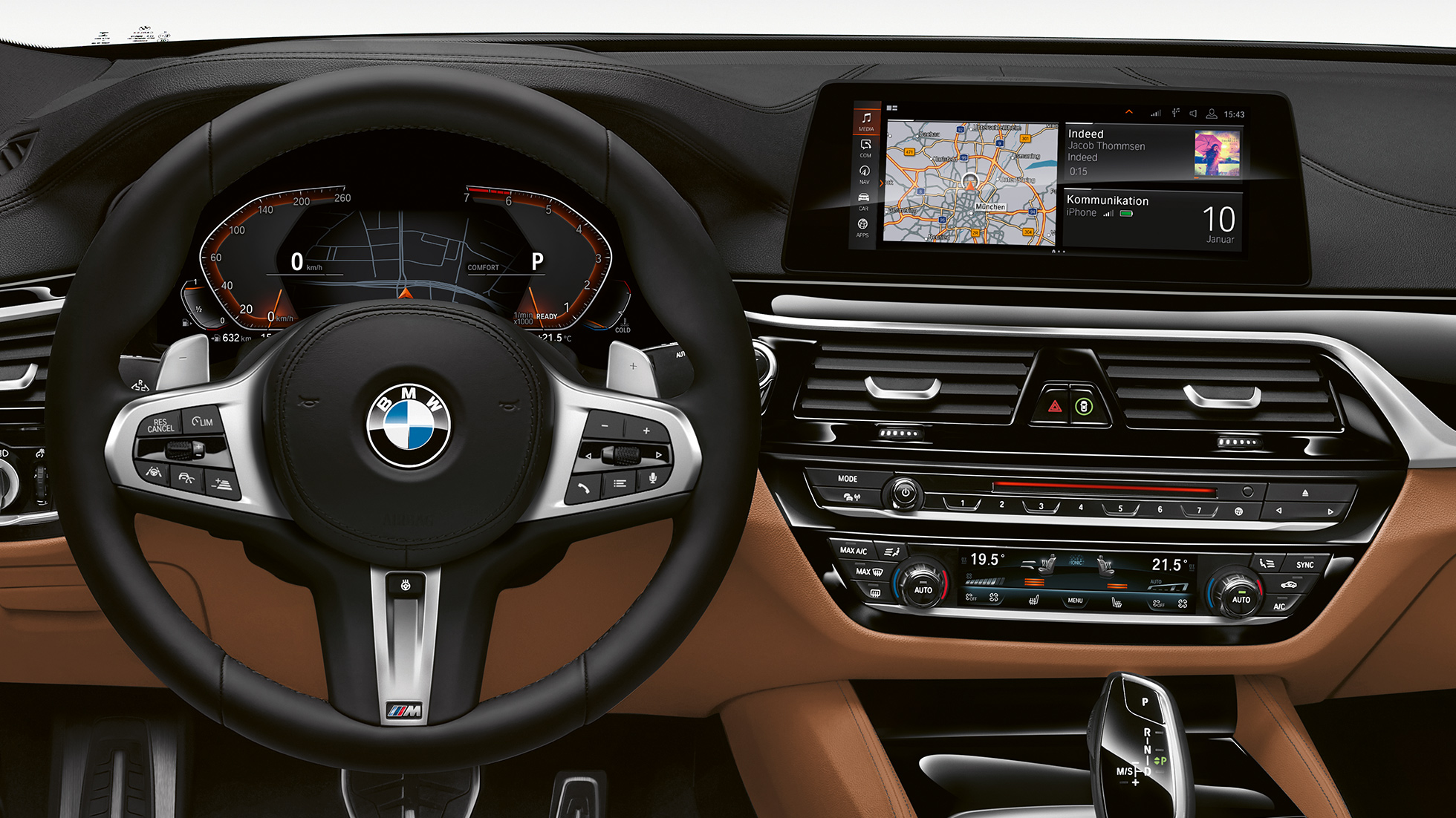 BMW Σειρά 6 Gran Turismo G32, Μ Σπορ Πακέτο, κόκπιτ Δερμάτινο τιμόνι Μ με σύστημα πολλαπλών λειτουργιών, BMW Σειρά 6 Gran Turismo G32 2017, Μ Σπορ Πακέτο κόκπιτ