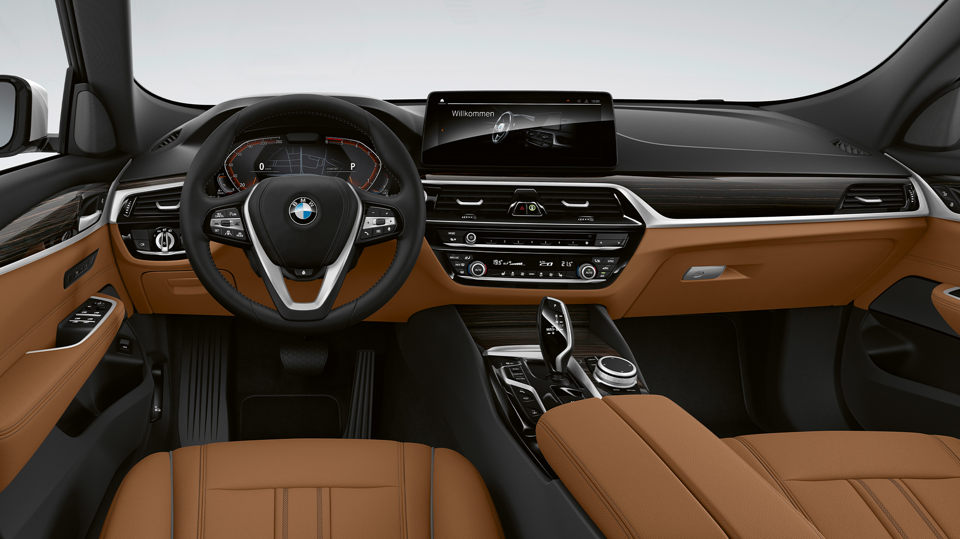 Cockpit, BMW Σειρά 6 Gran Turismo, βασικός εξοπλισμός, G32, 2020 BMW Σειρά 6 Gran Turismo, G32, 620d, 2020, βασικός εξοπλισμός, δέρμα 'Dakota' σε Cognac/μαύρο, εσωτερικό