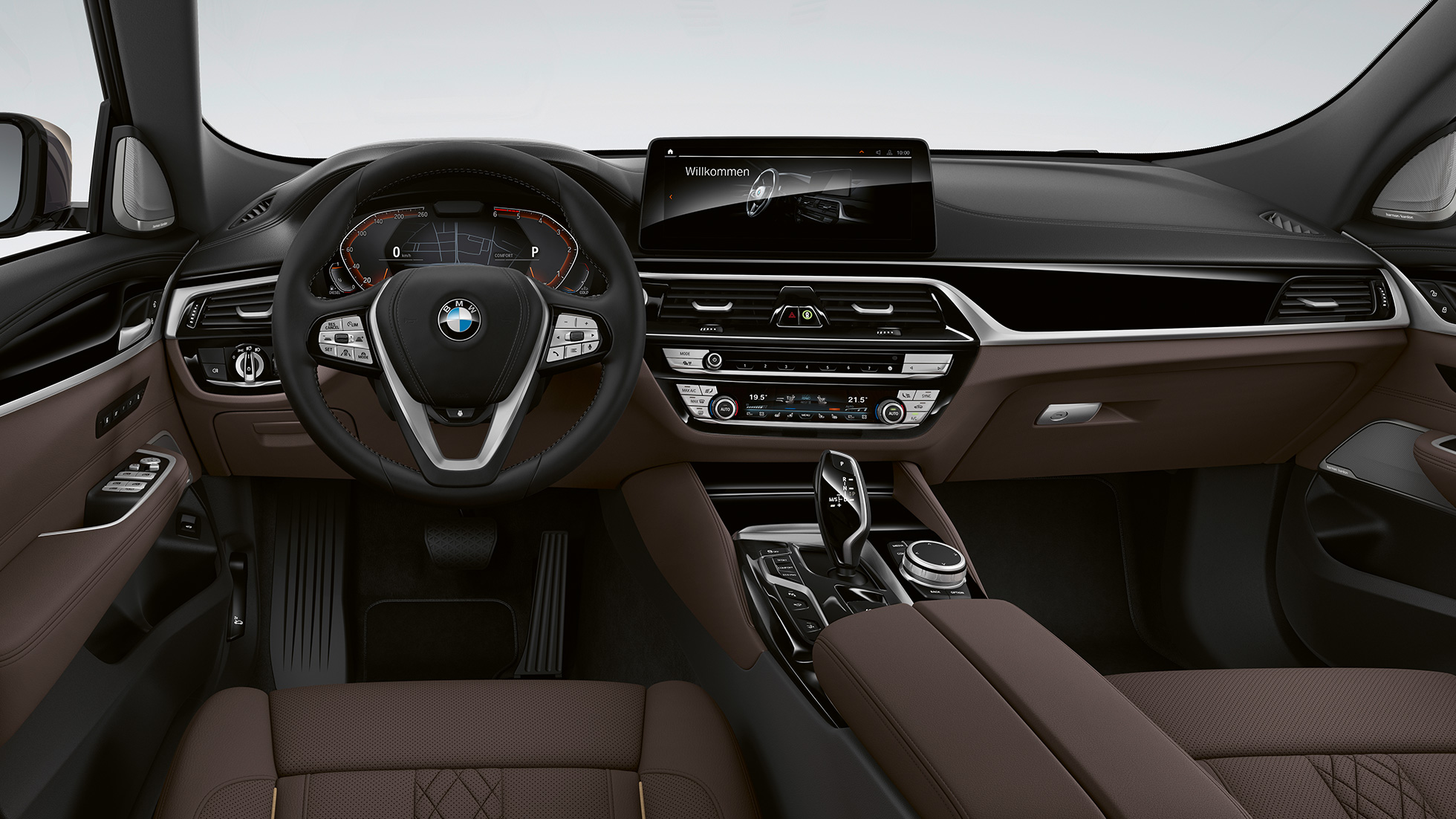 Cockpit, BMW Σειρά 6 Gran Turismo, Luxury Line, G32, 2020 BMW Σειρά 6 Gran Turismo, G32, 640d xDrive, 2020, Luxury Line, δέρμα 'Nappa' Mokka, εσωτερικό