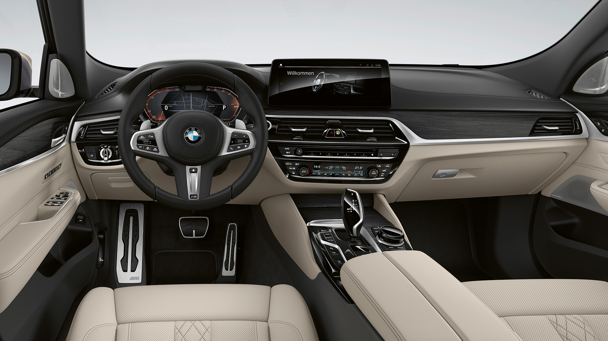 Cockpit, BMW Σειρά 6 Gran Turismo, Μ Σπορ Πακέτο, G32, 2020 BMW Σειρά 6 Gran Turismo, G32, 640i xDrive, 2020, Μ Σπορ Πακέτο, δέρμα 'Nappa' σε λευκό Ivory, εσωτερικό