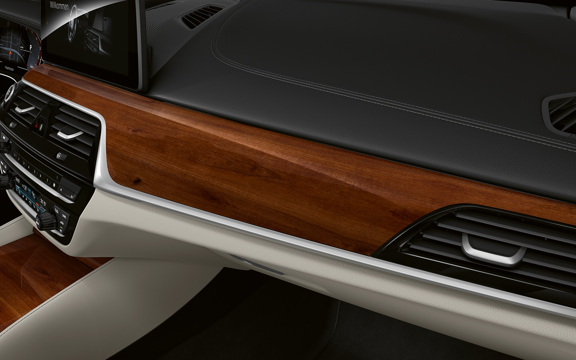 BMW Individual διακοσμητικές επενδύσεις εσωτερικού από καφέ ξύλο δαμασκηνιάς, γυαλιστερό με διακοσμητική επιφάνεια σε χρώμιο Pearl, BMW Σειρά 6 Gran Turismo, 2020, G32 BMW Individual διακοσμητικές επενδύσεις εσωτερικού από καφέ ξύλο δαμασκηνιάς, γυαλιστερό με διακοσμητική επιφάνεια σε χρώμιο Pearl, BMW Σειρά 6 Gran Turismo, G32, 2020, εσωτερικό, cockpit