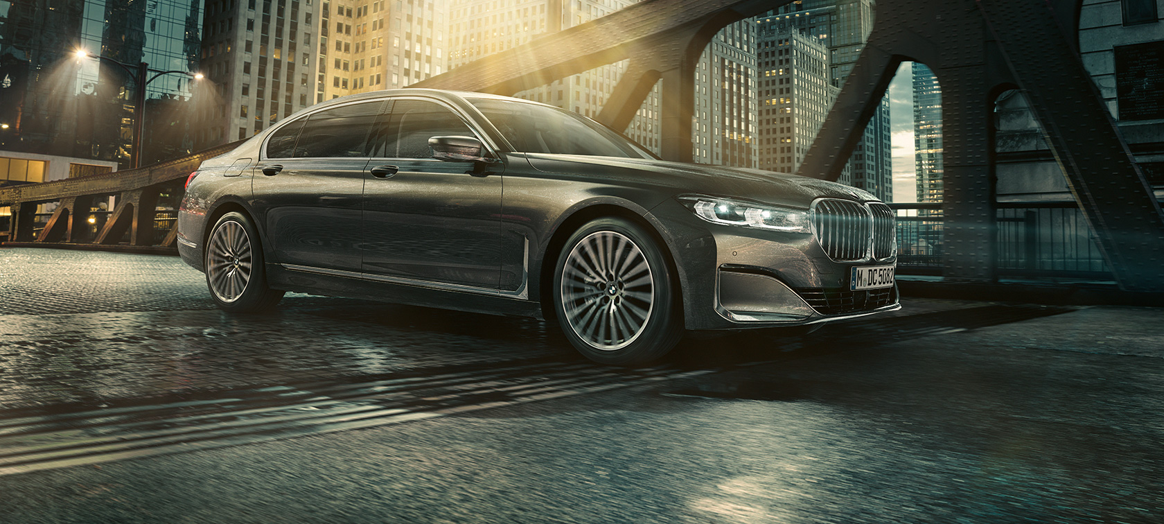 BMW 7 Series Sedan G11 G12 2019 πλαϊνή λήψη BMW Σειρά 7 Sedan G11 G12 2019 Γκρι Bernina Amber Effect πλαϊνή λήψη τρία τέταρτα