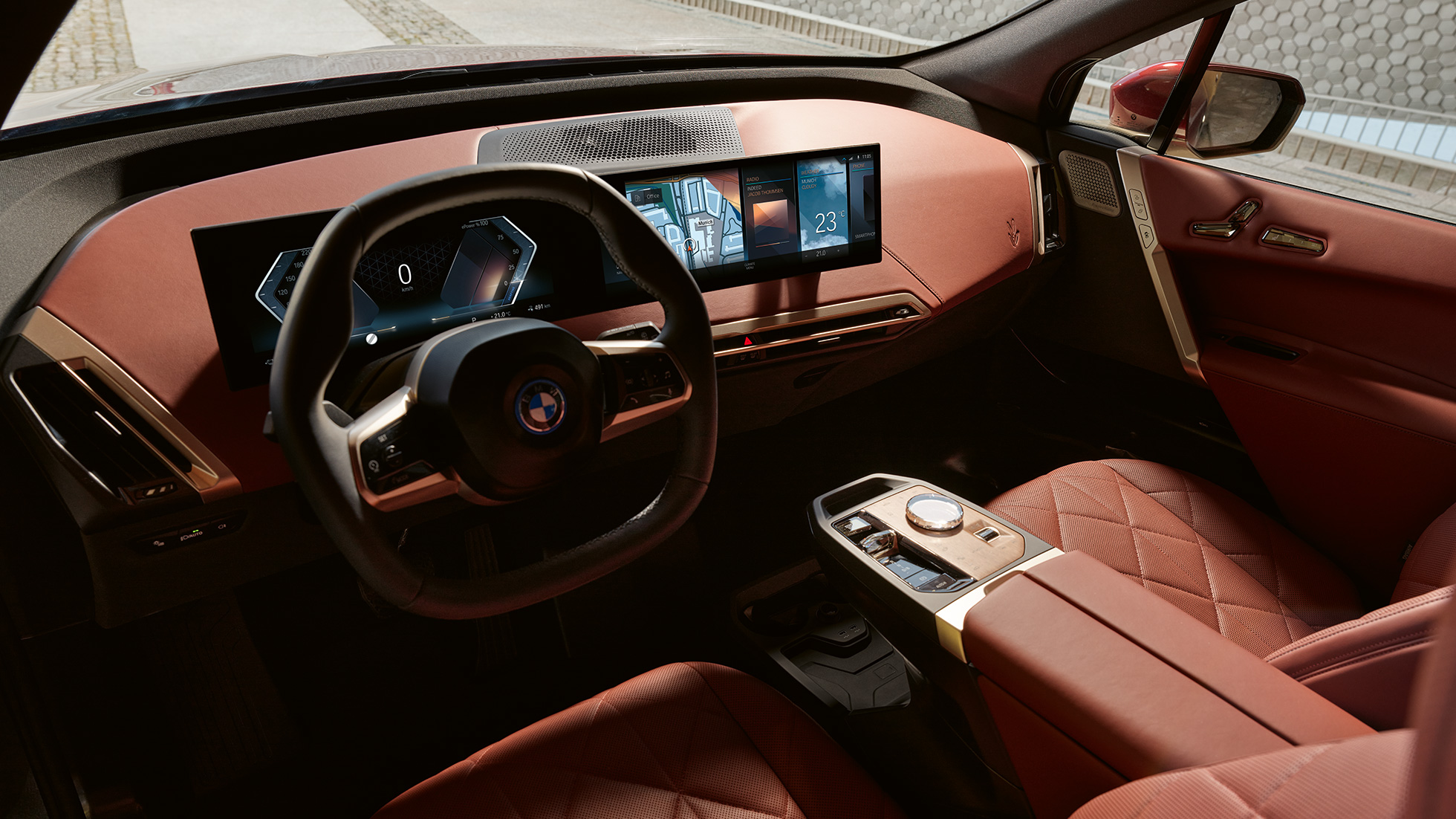 BMW iX Εσωτερικό Castanea BMW iX Κόκκινο Aventurin i20 Εσωτερικό Castanea