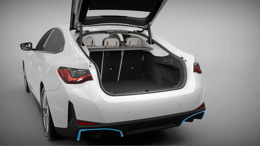 Χώρος αποσκευών και πόρτα, BMW i4, G26, 2021 Χώρος αποσκευών και πόρτα, BMW i4, G26, 2021