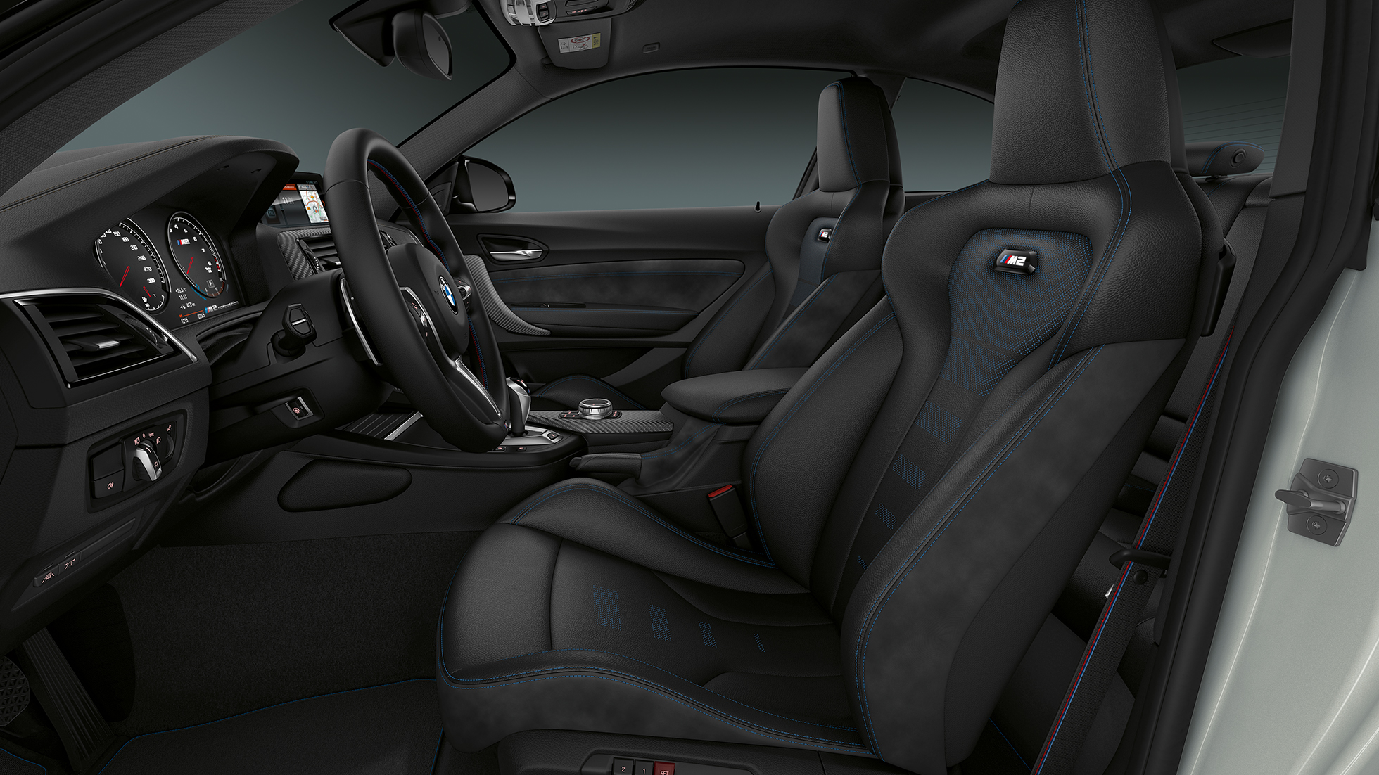 Επενδύσεις καθισμάτων της BMW M2 Competition F87 Επενδύσεις καθισμάτων της BMW M2 Competition F87 2018, ασημί Hockenheim μεταλλικό, εσωτερικό