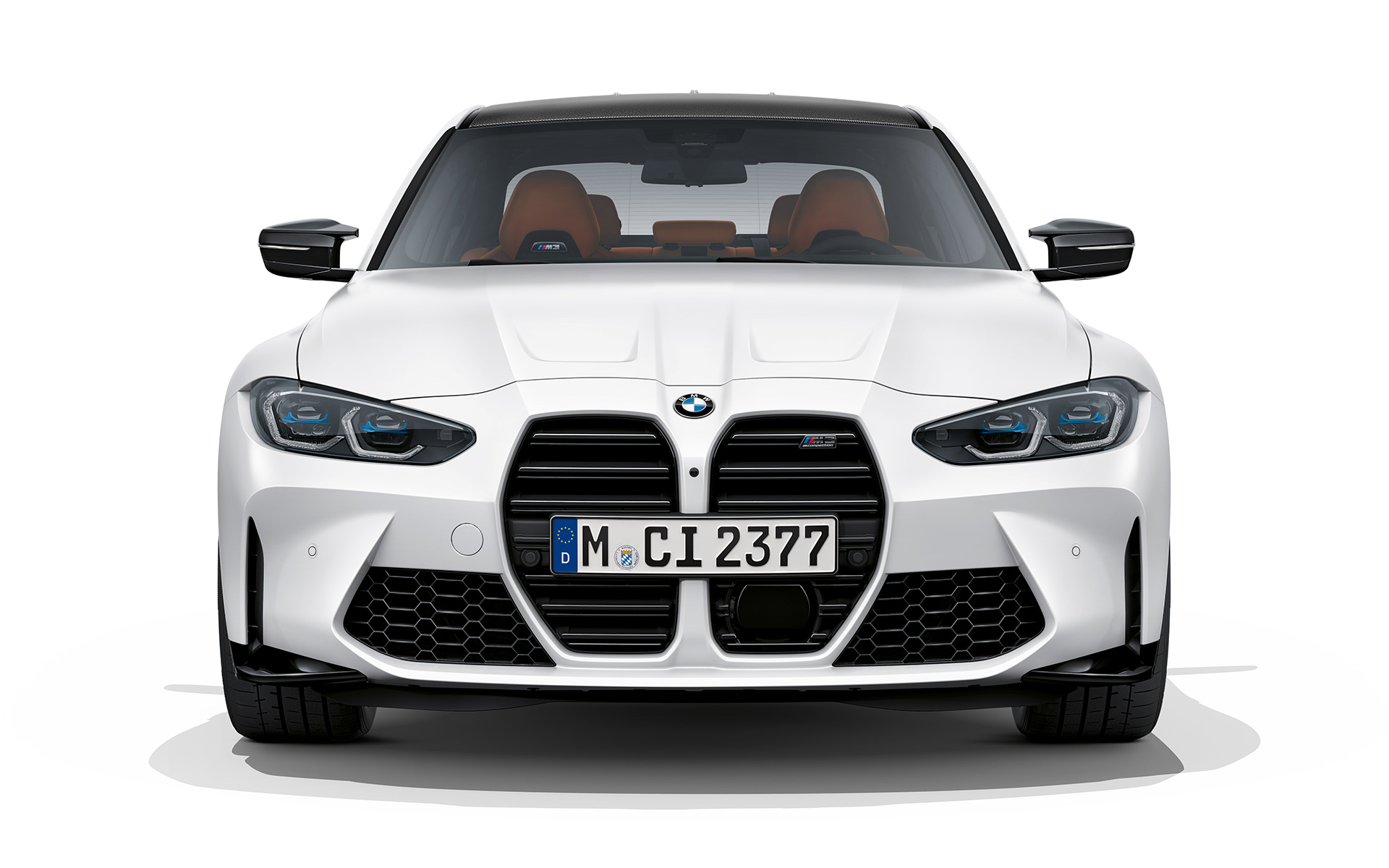 BMW M3 Competition, G80, 2020, λευκό Frozen Brilliant μεταλλικό, μπροστινή λήψη