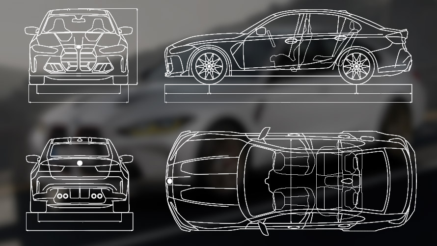 Σχέδιο διαστάσεων, BMW M3 CS, G80 Σχέδιο διαστάσεων, BMW M3 CS, G80