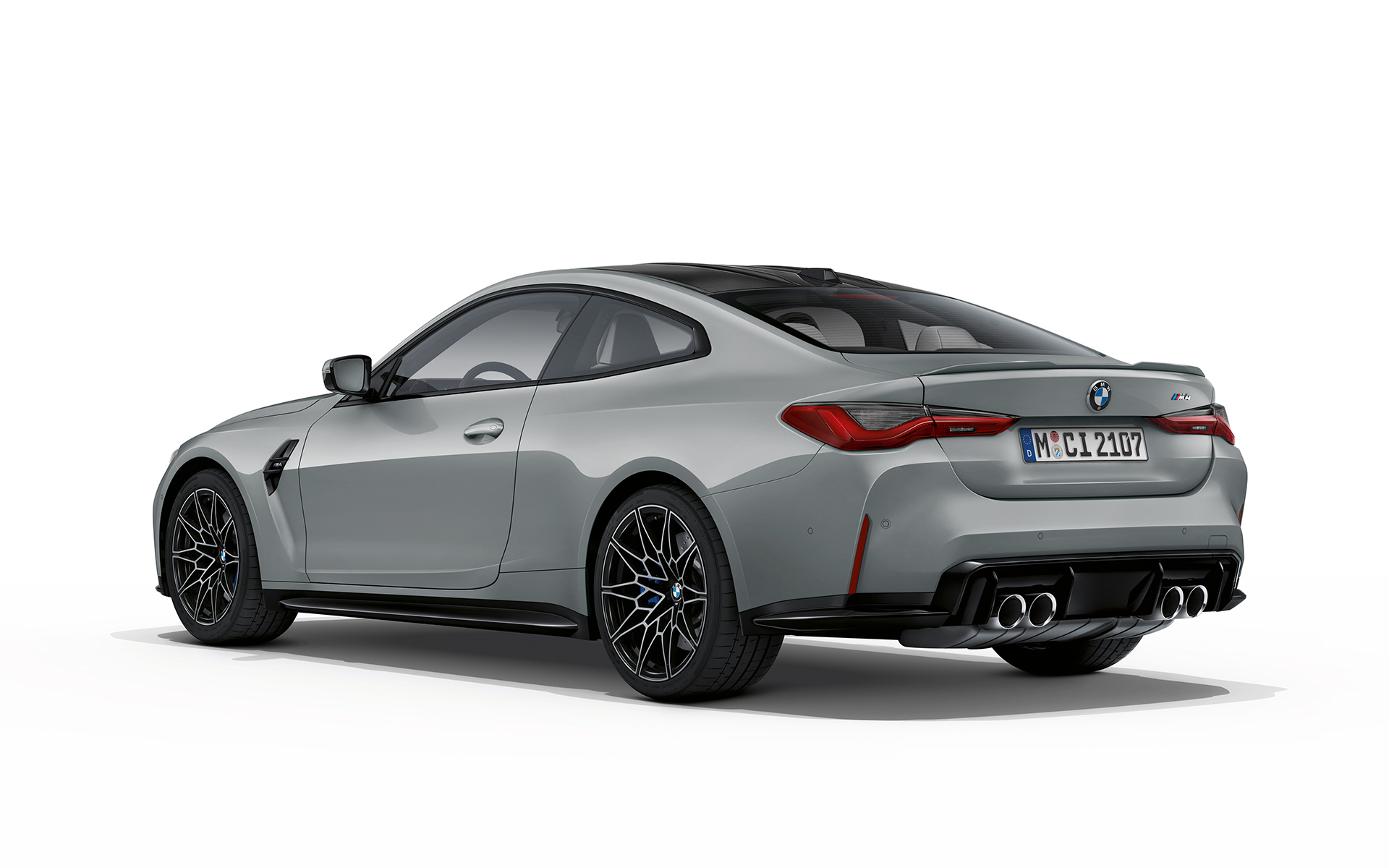 BMW M4 Coupé, G82, 2020, γκρι Brooklyn μεταλλικό, πίσω λήψη τριών τετάρτων