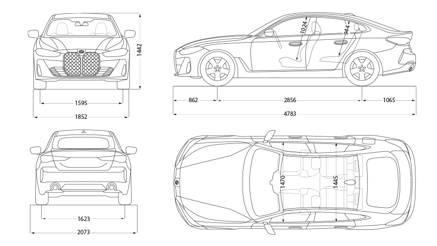 BMW M440i xDrive Gran Coupé, G26, 2021, στοιχεία, σχέδιο BMW M440i xDrive Gran Coupé, G26, 2021, στοιχεία, σχέδιο