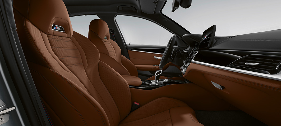 BMW Individual, BMW M5 Sedan, F90 2020, BMW Individual δερμάτινες επενδύσεις 'Merino' Tartufo/μαύρο BMW Individual, BMW M5 Sedan, F90, LCI, Facelift 2020, BMW Individual δερμάτινες επενδύσεις 'Merino' Tartufo/μαύρο, εσωτερικό