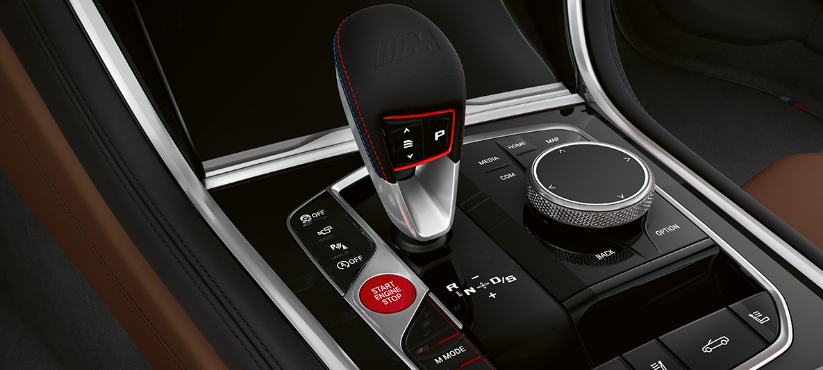 Επιλογέας σχέσεων M. BMW M8 Cabrio, εσωτερικό, επιλογέας σχέσεων Μ.