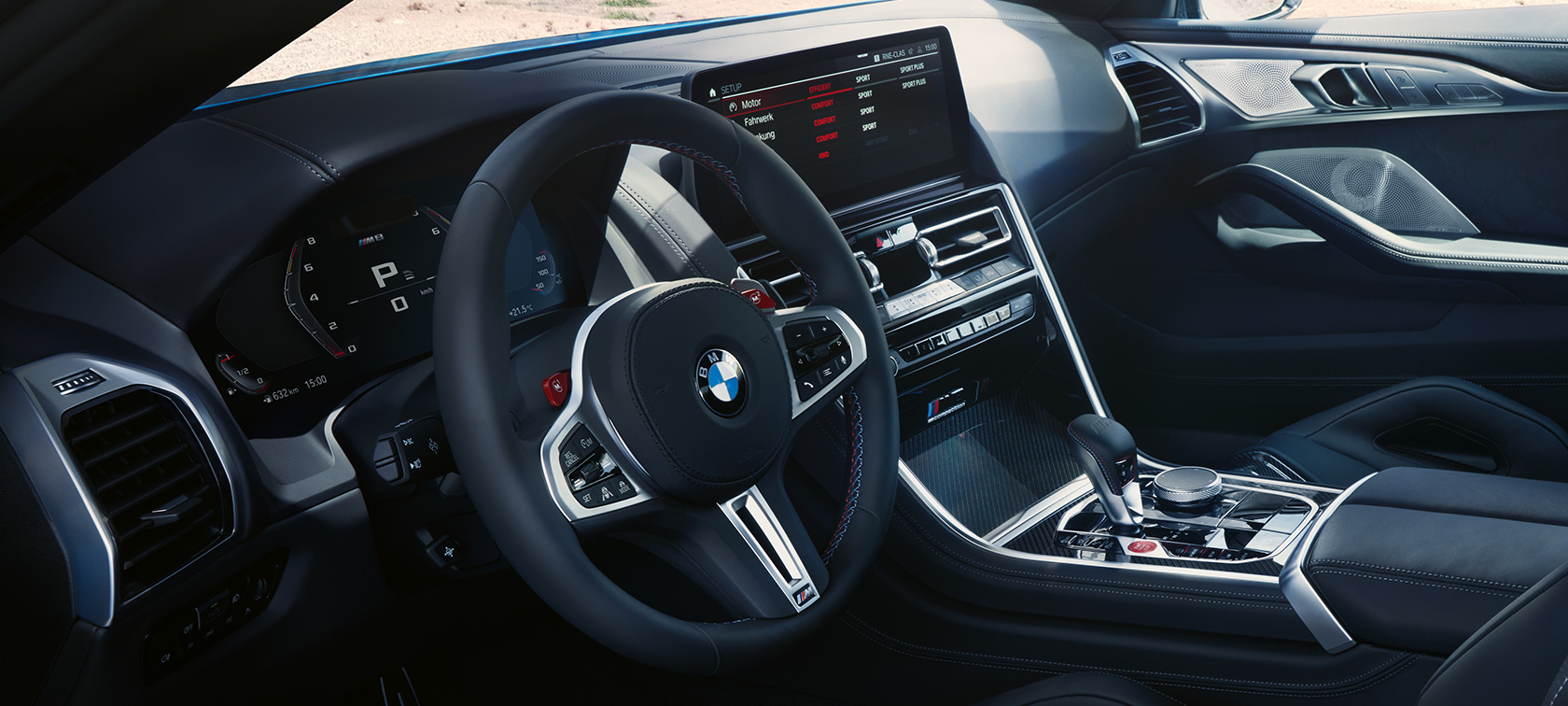M δερμάτινο τιμόνι, BMW M8 Competition Coupé, F92, LCI, Facelift, 2022, cockpit BMW M8 Competition Coupé, F92, LCI Facelift, 2022, Κεντρική Οθόνη Ελέγχου, Μ δερμάτινο τιμόνι