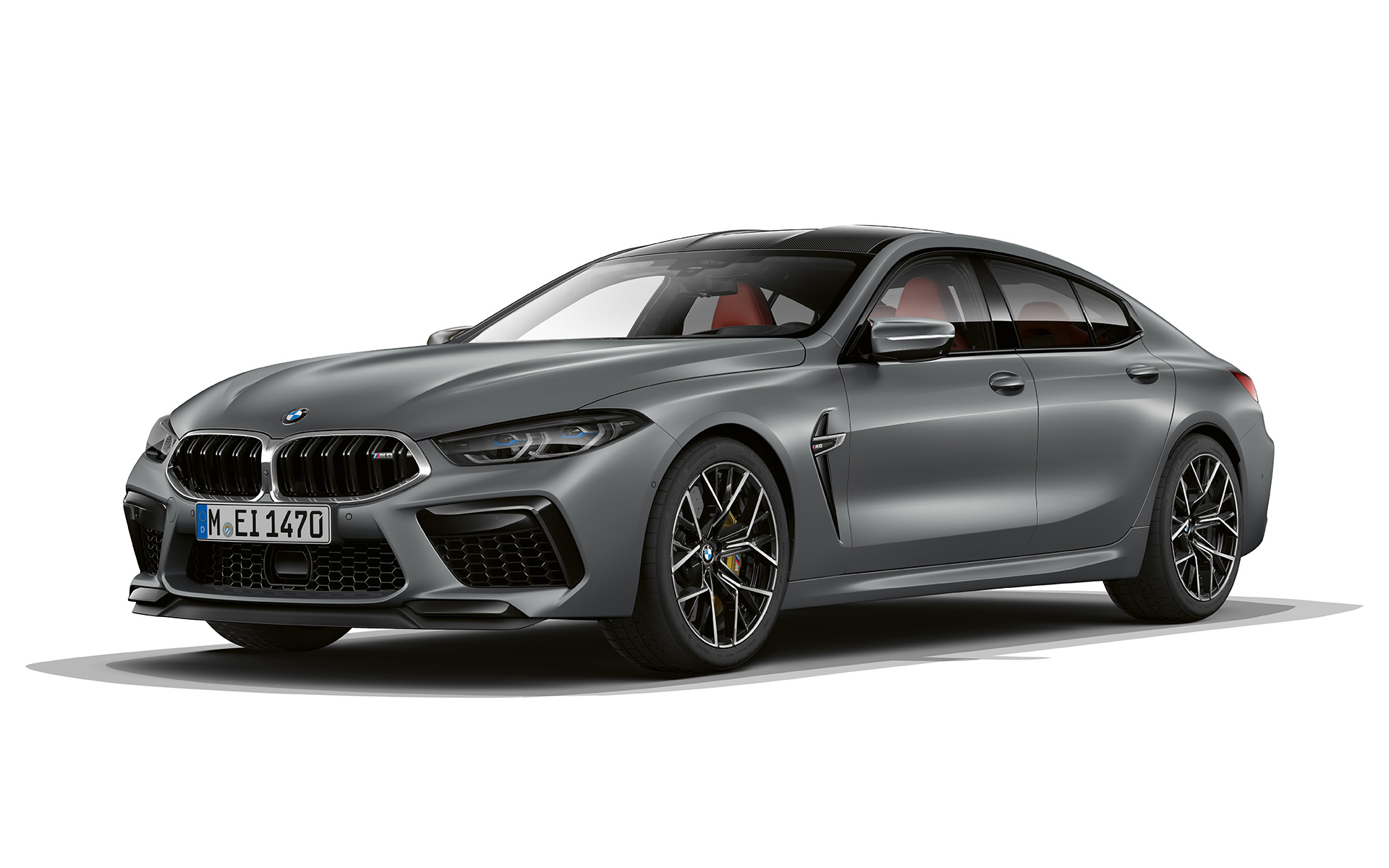 BMW M8 Gran Coupé, F93, LCI, Facelift, 2022, BMW Individual γκρι Frozen Pure μεταλλικό, μπροστινή λήψη τριών τετάρτων