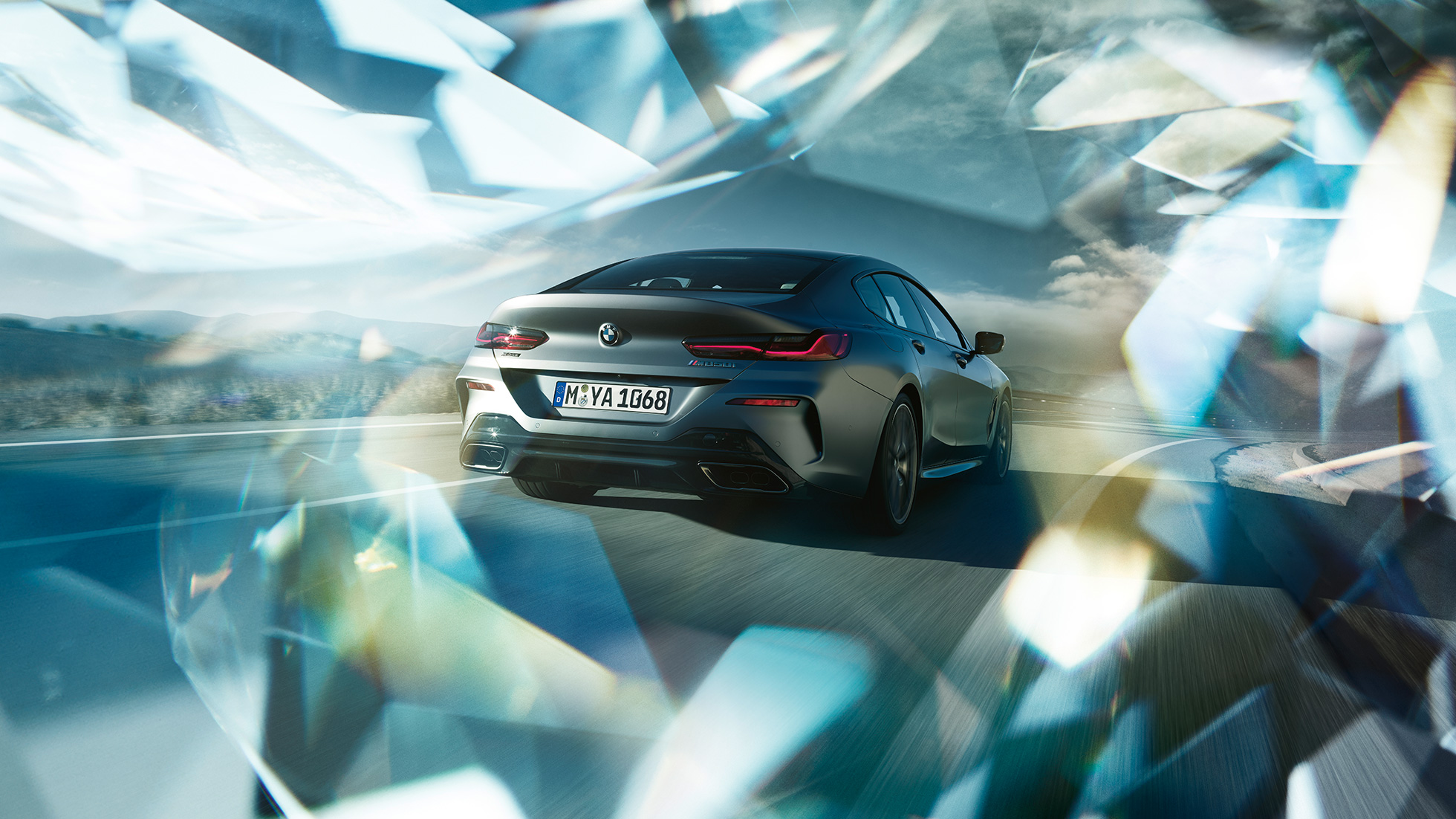 BMW M850i xDrive Gran Coupé πίσω λήψη τρία τέταρτα BMW M850i xDrive Gran Coupé G16 2019 BMW Individual Frozen Bluestone μεταλλικό πίσω λήψη τρία τέταρτα