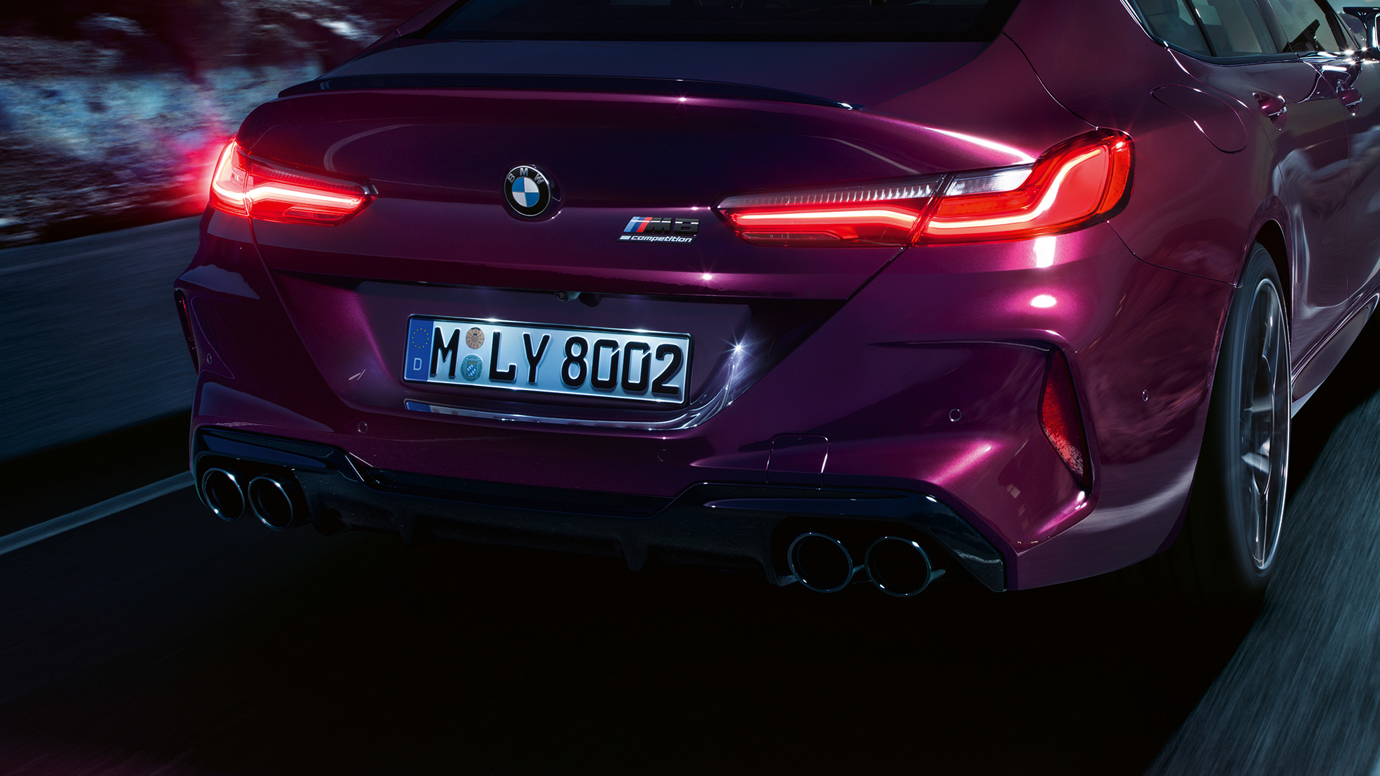 BMW M8 Competition Gran Coupé κοντινή λήψη στο πίσω μέρος BMW M8 Competition Gran Coupé F93 2020 BMW Individual Ametrine μεταλλικό κοντινή λήψη στο πίσω μέρος