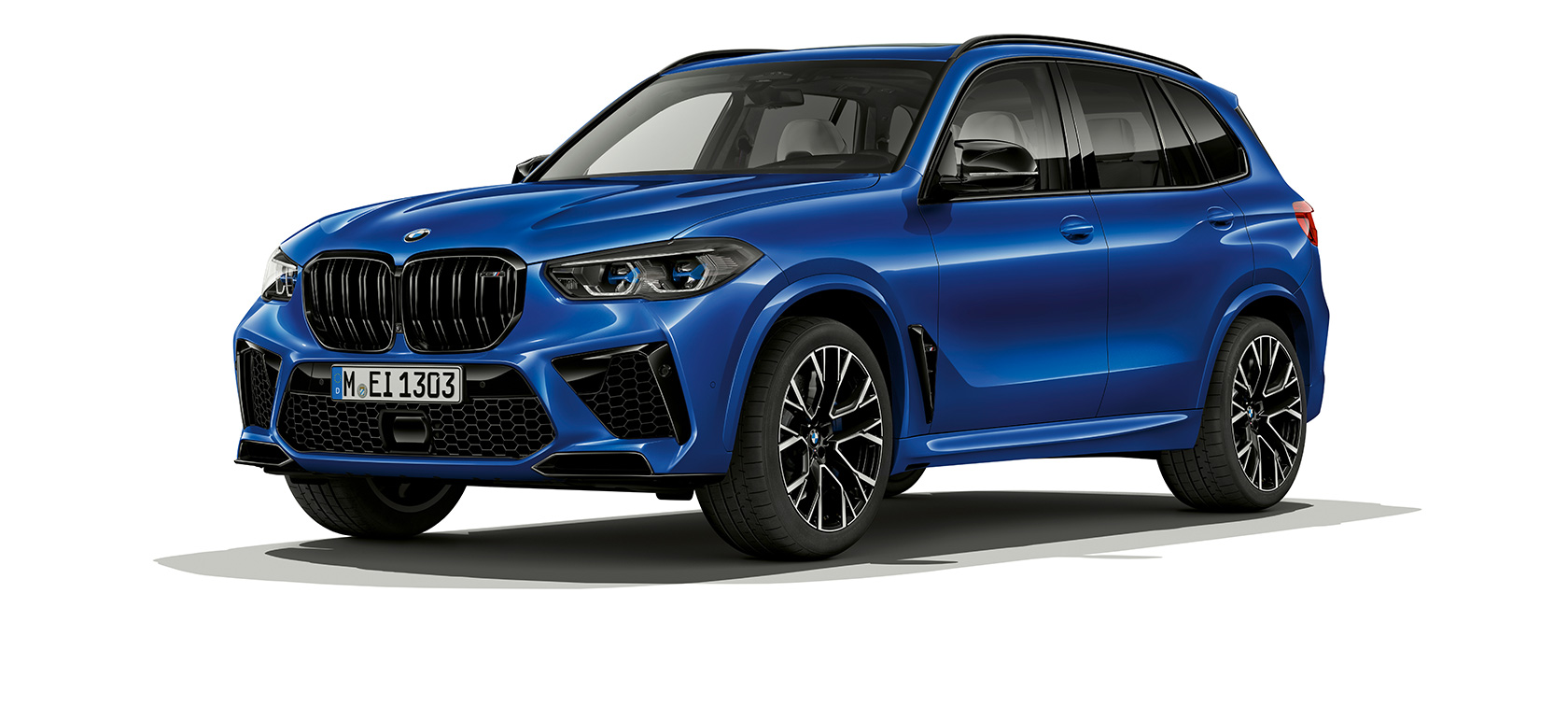 BMW X5 M Competition πλαϊνή λήψη τρία τέταρτα BMW X5 M Competition F95 2020 Marina Bay Blue μεταλλικό πλαϊνή λήψη τρία τέταρτα
