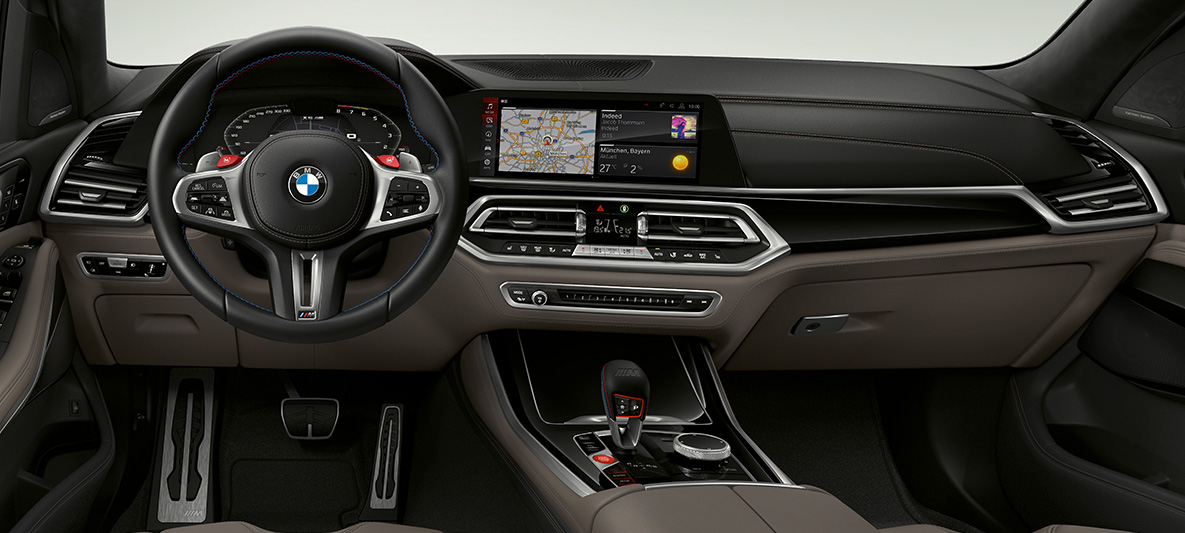 Μ δερμάτινο τιμόνι, BMW X5 M, F95 Μ δερμάτινο τιμόνι με ραφές σε χρώμα αντίθεσης, BMW Χ5 M, F95, 2020, SUV, cockpit