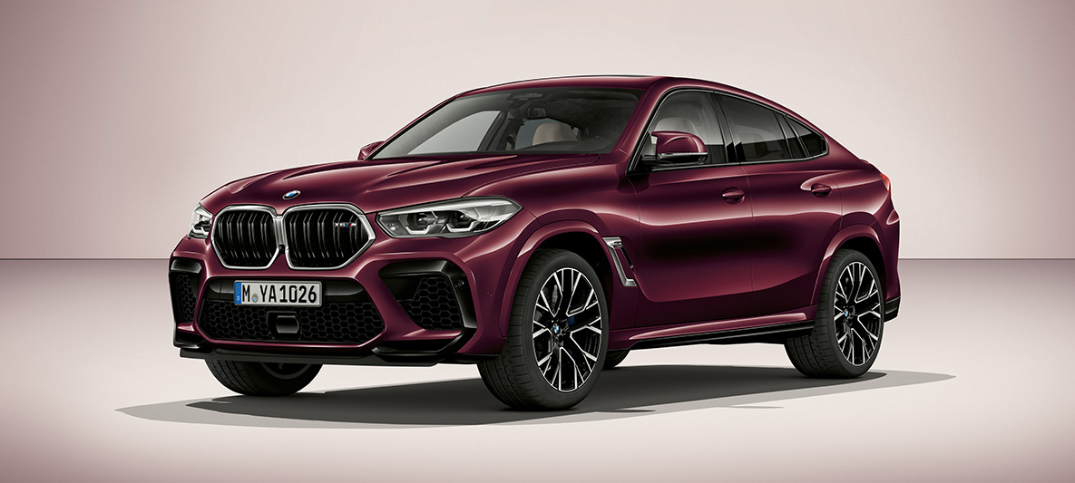 BMW X6 M σε BMW Individual Ametrin μεταλλικό BMW X6 M F96 SUV 2020 BMW Individual Ametrin μεταλλικό πλαϊνή λήψη τρία τέταρτα
