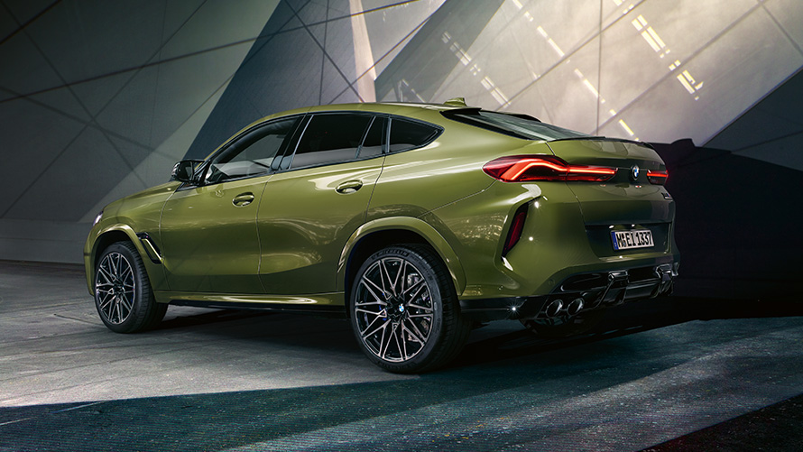 BMW X6 M Competition, F96, τεχνικά χαρακτηριστικά BMW X6 M Competition, F96, 2020, τεχνικά χαρακτηριστικά, πίσω λήψη τριών τετάρτων