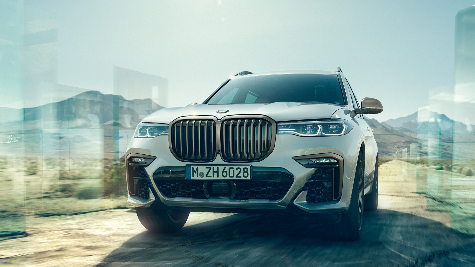 BMW X7 M50d, μπροστινή λήψη BMW X7 M50d σε Mineral White, μπροστινή λήψη, G07, 2019