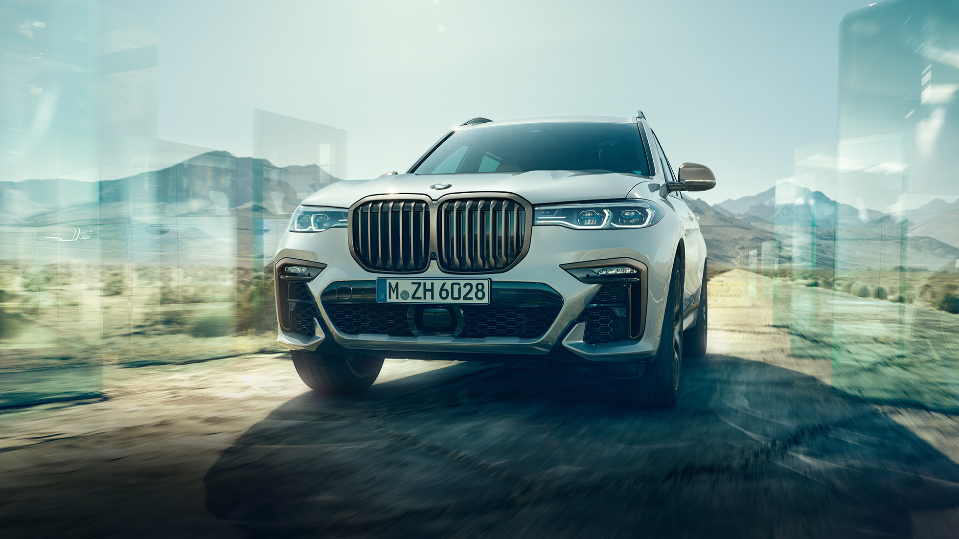 BMW X7 M50d, μπροστινή λήψη BMW X7 M50d σε Mineral White, μπροστινή λήψη, G07, 2019