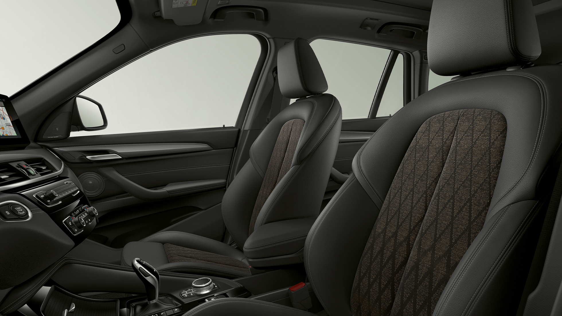 BMW X1, Έκδοση xLine, επενδύσεις καθισμάτων BMW X1, Έκδοση xLine, εσωτερικό με εστίαση στις επενδύσεις καθισμάτων